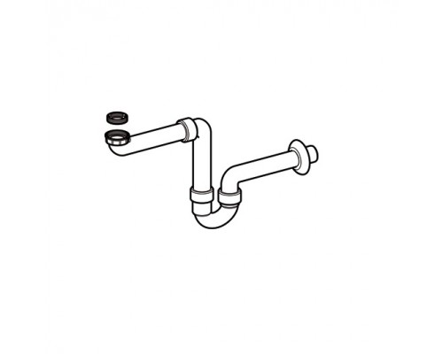 151.107.11.1 Сифон U-образный, компактная модель, горизонтальный выпуск, Альпийский белый 151.107.11.1