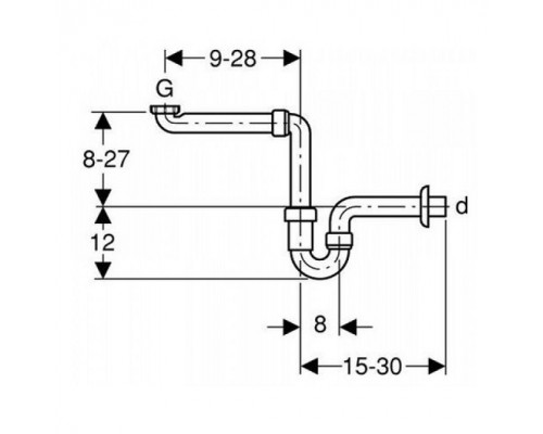 151.107.11.1 Сифон U-образный, компактная модель, горизонтальный выпуск, Альпийский белый 151.107.11.1