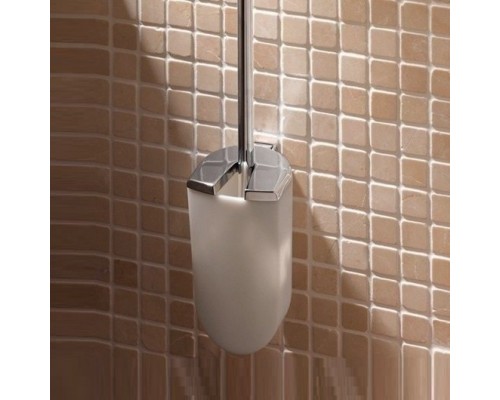 11664010100 ELEGANCE Туалетный ершик откидной с крышкой, колба белый пластик, цвет хром 11664010100