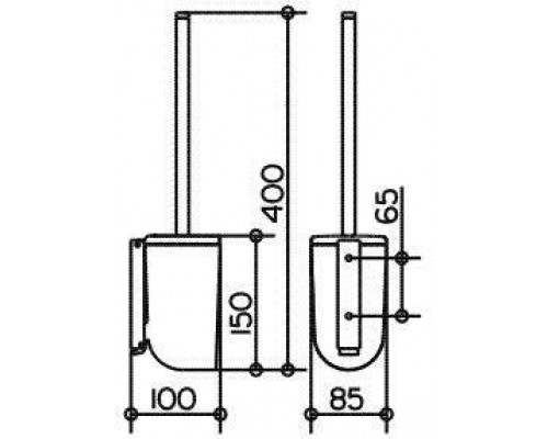 11664010100 ELEGANCE Туалетный ершик откидной с крышкой, колба белый пластик, цвет хром 11664010100