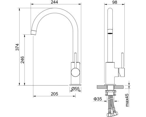 AQ1382BG ЕВРОПА смеситель для кухни, шлиф. золото AQ1382BG