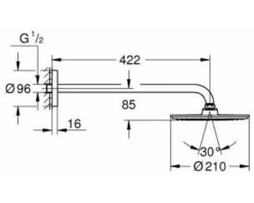 26171000 Rainshower Cosmopolitan Верхний душ с душевым кронштейном, диаметр 210 мм, I режим, хром 26171000