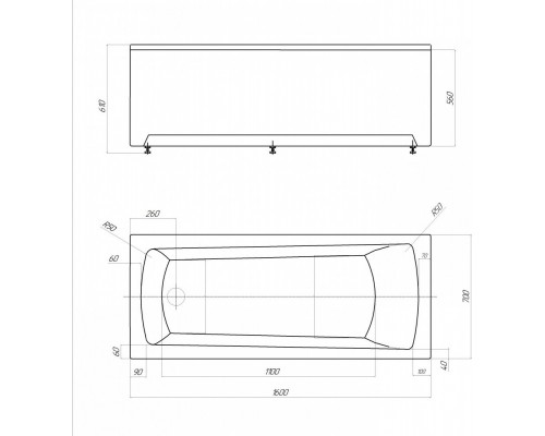 Либра-160х70 NEW пустая с фр.экр. (слив слева) LIB160N-0000003