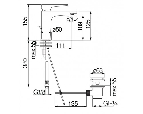 YO126118/1CR YO смеситель для раковины YO126118/1CR