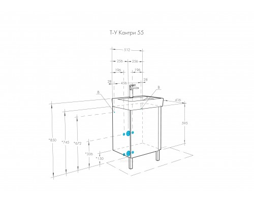 1A2576K0AHB20 Набор: 1A257601AHB20 Тумба-умывальник Кантри 55 Бел/Дуб Верона/ 1WH302185 Раковина НЕО-55 1A2576K0AHB20