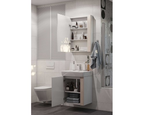 1A2576K0AHB20 Набор: 1A257601AHB20 Тумба-умывальник Кантри 55 Бел/Дуб Верона/ 1WH302185 Раковина НЕО-55 1A2576K0AHB20