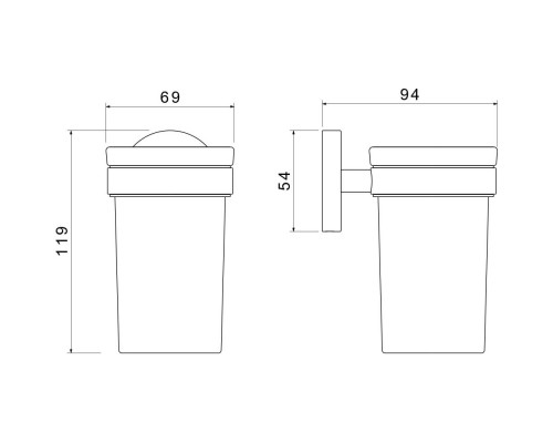 AQ4104BGM ЕВРОПА стакан с держателем, оружейная сталь (шлиф. черный хром) AQ4104BGM