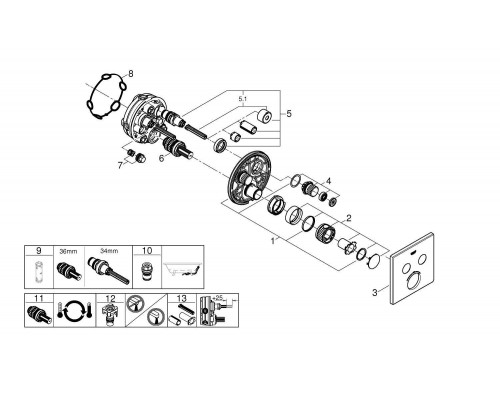 29124000 Grohtherm SmartControl Внешняя часть термостатического смесителя на 2 выхода, хром 29124000