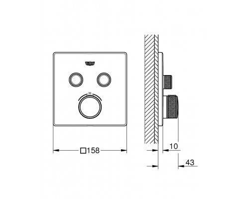 29124000 Grohtherm SmartControl Внешняя часть термостатического смесителя на 2 выхода, хром 29124000