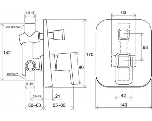 Смеситель встроенный с переключателем TD 061.00 X070068