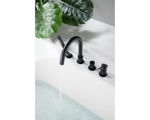 AQ1348MB ЕВРОПА смеситель на борт ванны на 4 отв., матовый черный AQ1348MB