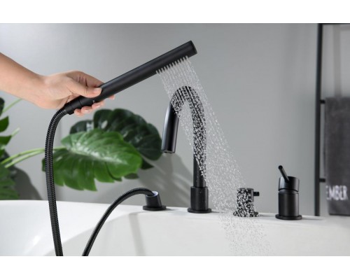 AQ1348MB ЕВРОПА смеситель на борт ванны на 4 отв., матовый черный AQ1348MB