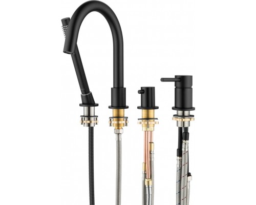 AQ1348MB ЕВРОПА смеситель на борт ванны на 4 отв., матовый черный AQ1348MB