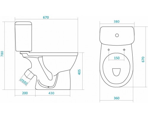 1.WH30.2.146 БОРЕАЛЬ унитаз-компакт, антивсплеск, 2 реж., soft-close 1.WH30.2.146