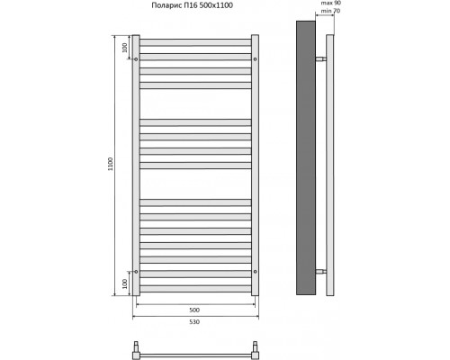 Поларис П16 500х1100 Полотенцесушитель Aquatek (черный муар) AQ KO1610BL