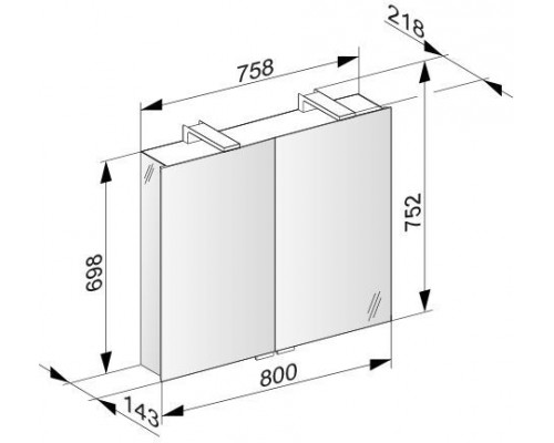 12703171301 ROYAL UNIVERSE Зеркальный шкаф 800х752х143 мм, с подсветкой 12703171301