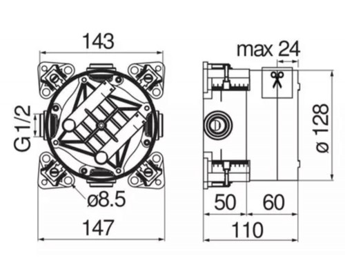 WE00202 термостатический смеситель для душа (скрытая часть) WE00202