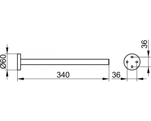 19022010000 EDITION 90 Полотенцедержатель одинарный, неповоротный, 340 мм, хром 19022010000