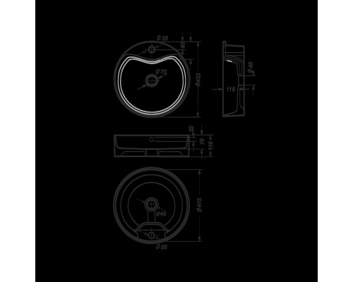 BEST SHELF Умывальник накладной 43 см ВКС Белый S1 (WB.CT/Best/43-C.Shelf/WHT.G/S1) WB.CT/Best/43-C.Shelf/WHT.G/S1