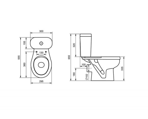 1.WH50.1.741 КАСПЕР Унитаз-компакт прям (стандарт: 1-реж., полипропилен, пл. крепеж) 1.WH50.1.741