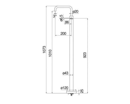 VE125188/3RCP VELIS смеситель для раковины напольный, красное золото VE125188/3RCP