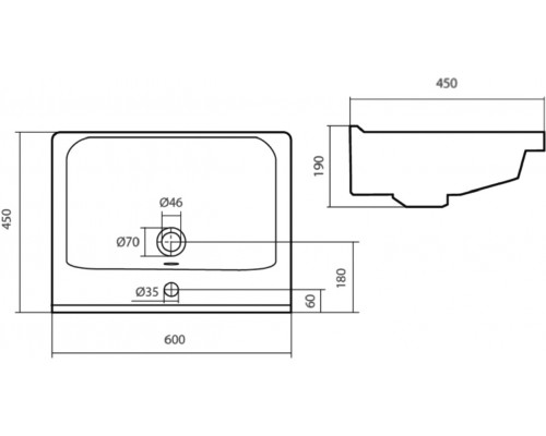 1.WH30.2.421 МИРАНДА умывальник 60 см 1.WH30.2.421