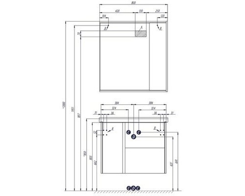 1A228302SX850 Зеркальный шкаф Стоун 80 сосна арлингтон 1A228302SX850