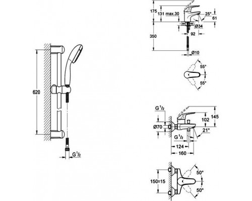 32743000 Euroeco Смеситель для ванны, хром 32743000