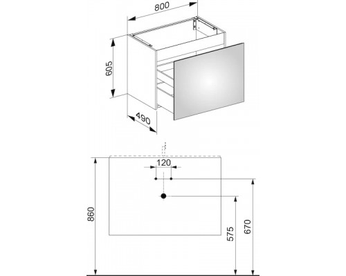 32962180000 PLAN Тумба под умывальник 800x490x605 мм кашемир 32962180000