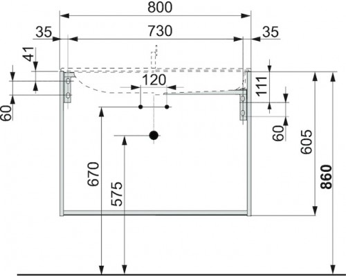 32962180000 PLAN Тумба под умывальник 800x490x605 мм кашемир 32962180000