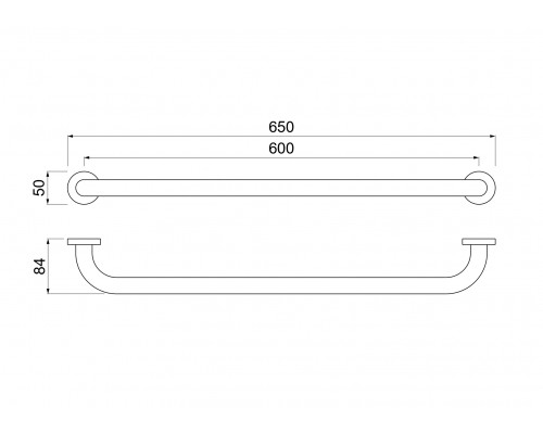 AQ4996BGM поручень 650 мм, оружейная сталь (шлиф. черный хром) AQ4996BGM
