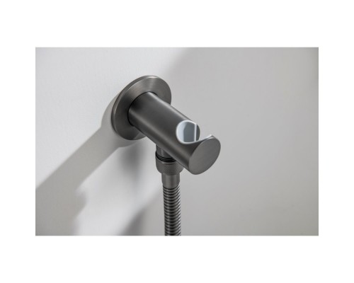 AQ1119BGM БЕТТА набор с гигиеническим душем (смеситель + гигиеническая лейка + шланг + шланговое подсоединение с держателем), оружейная сталь (шлиф. ч AQ1119BGM