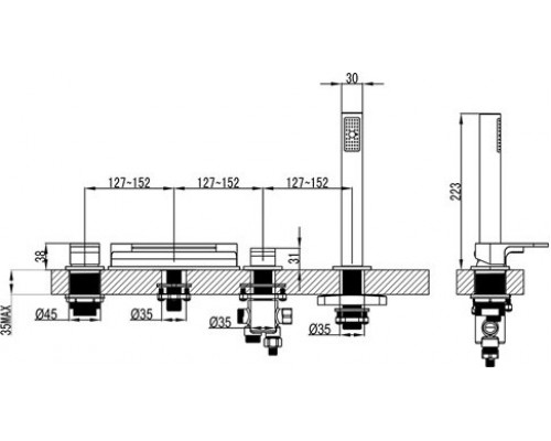 Смеситель врезной каскадный для ванн CR 025.00 X070073