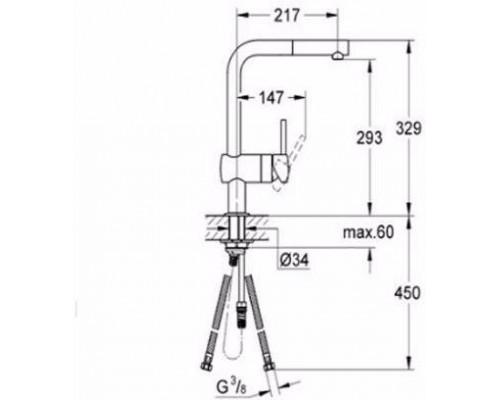 32168000 Minta Смеситель для кухонной мойки с выдвижным изливом, хром 32168000