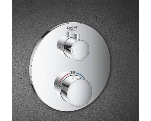 24076000 Grohtherm Термостат для душа с переключателем на 2 положения ванна-душ, круглая розетка, хром 24076000