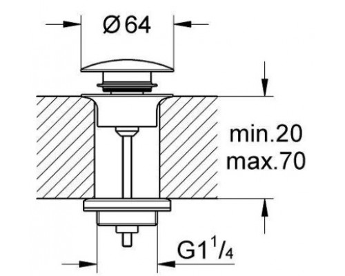 65807000 Донный клапан для раковины, хром 65807000