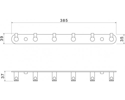 AQ4124CR ЕВРОПА планка с 6 крючками AQ4124CR