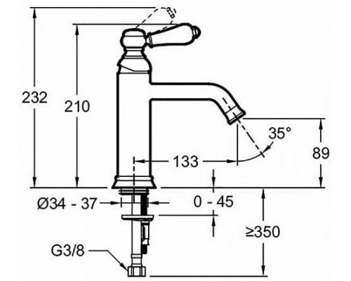 E24360-CP LOUISE смеситель для раковины без донного клапана E24360-CP