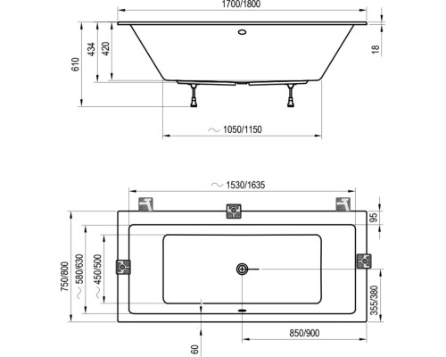 Ванна FORMY 01 SLIM 170x75 белая C691300000