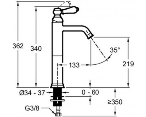 E24361-CP LOUISE смеситель для раковины высокий без донного клапана E24361-CP