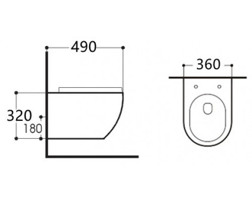 AQ1900-00 ЕВРОПА Унитаз-компакт подвесной безободковый 490360320мм, тонкое сиденье с механизмом плавного закрывания, крепеж AQ1900-00