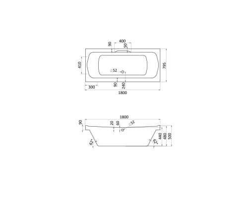 1.WH11.1.981 КОРСИКА 180х80 ванна акриловая белая 1.WH11.1.981