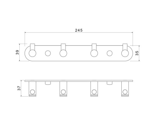 AQ4123BG ЕВРОПА планка с 4 крючками, шлиф. золото AQ4123BG