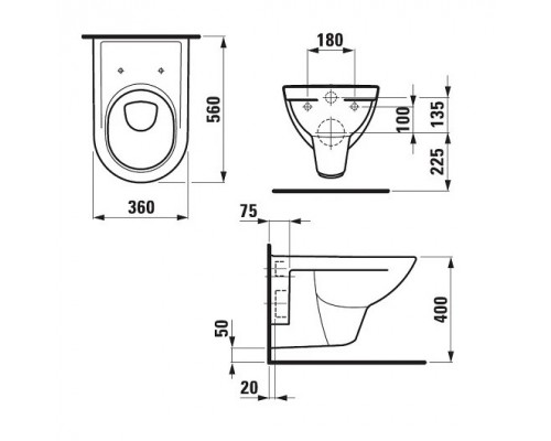 PRO 2095.0.000.000.1 унитаз подвесной 8.2095.0.000.000.1