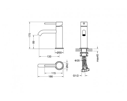 AQ1310BG ЕВРОПА смеситель для раковины 89, без донного клапана, шлиф. золото AQ1310BG