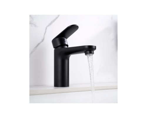 AQ1812MB НИКА смеситель для раковины 90 без донного клапана с гигиеническим ручным душем, матовый черный AQ1812MB