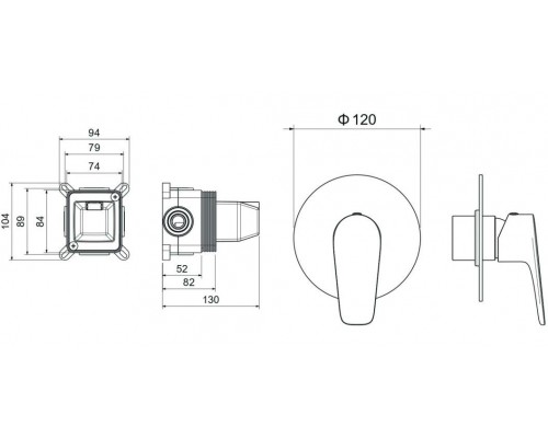 AQ1166MB БЕТТА смеситель для душа 1 режим (внешняя и скрытая часть), матовый черный AQ1166MB