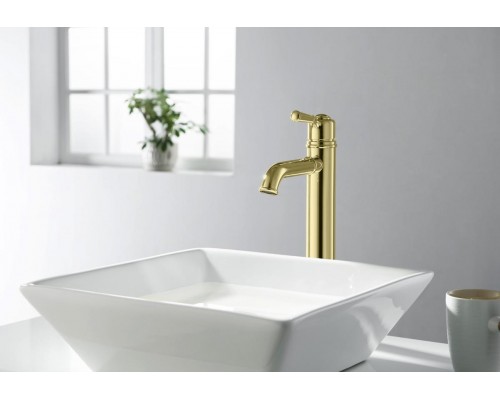 AQ1504PG КЛАССИК смеситель для раковины высокий 235, без донного клапана, полир. золото AQ1504PG