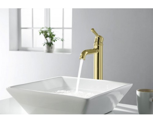 AQ1504PG КЛАССИК смеситель для раковины высокий 235, без донного клапана, полир. золото AQ1504PG