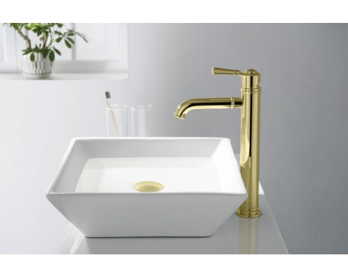 AQ1504PG КЛАССИК смеситель для раковины высокий 235, без донного клапана, полир. золото AQ1504PG